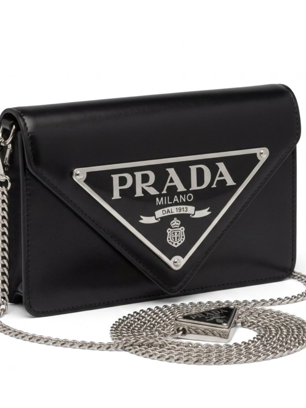 PRADA Saffiano Crossbody Black Leather, Large Logo In Excellent Condition!